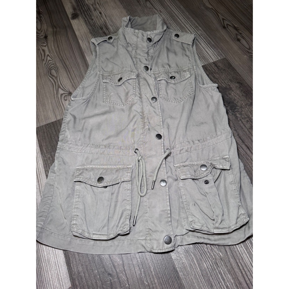 Altar'd State Utility Vest Sage Green Tencel Cargo Military Jacket Small